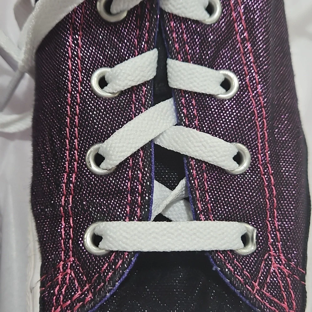 Converse All Star Purple Double Tongue Junior Dot Shimmer Sneakers Sz 4